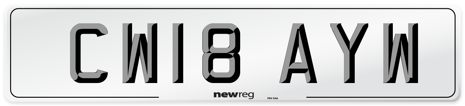 CW18 AYW Number Plate from New Reg